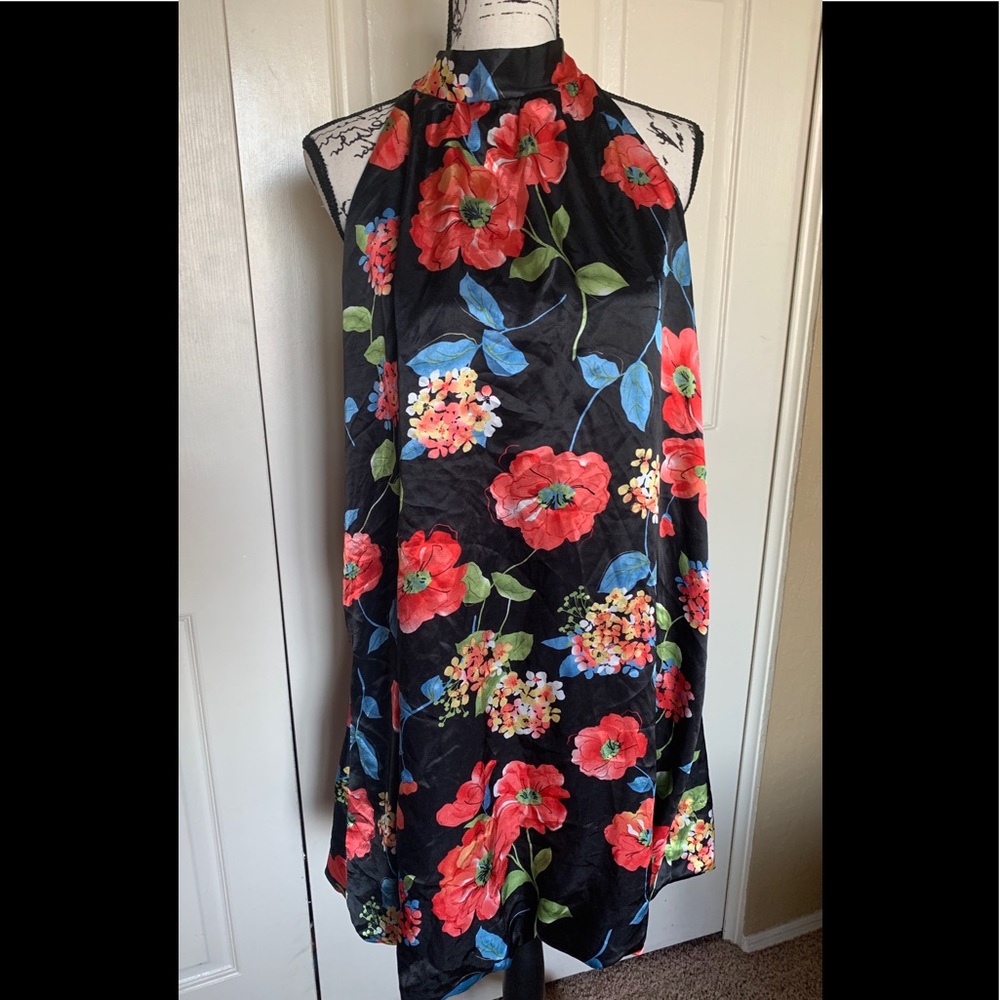 Chesley Silk Like Floral Halter Dress